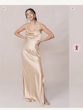 Revelry Skye Satin Dress - Gold Champagne